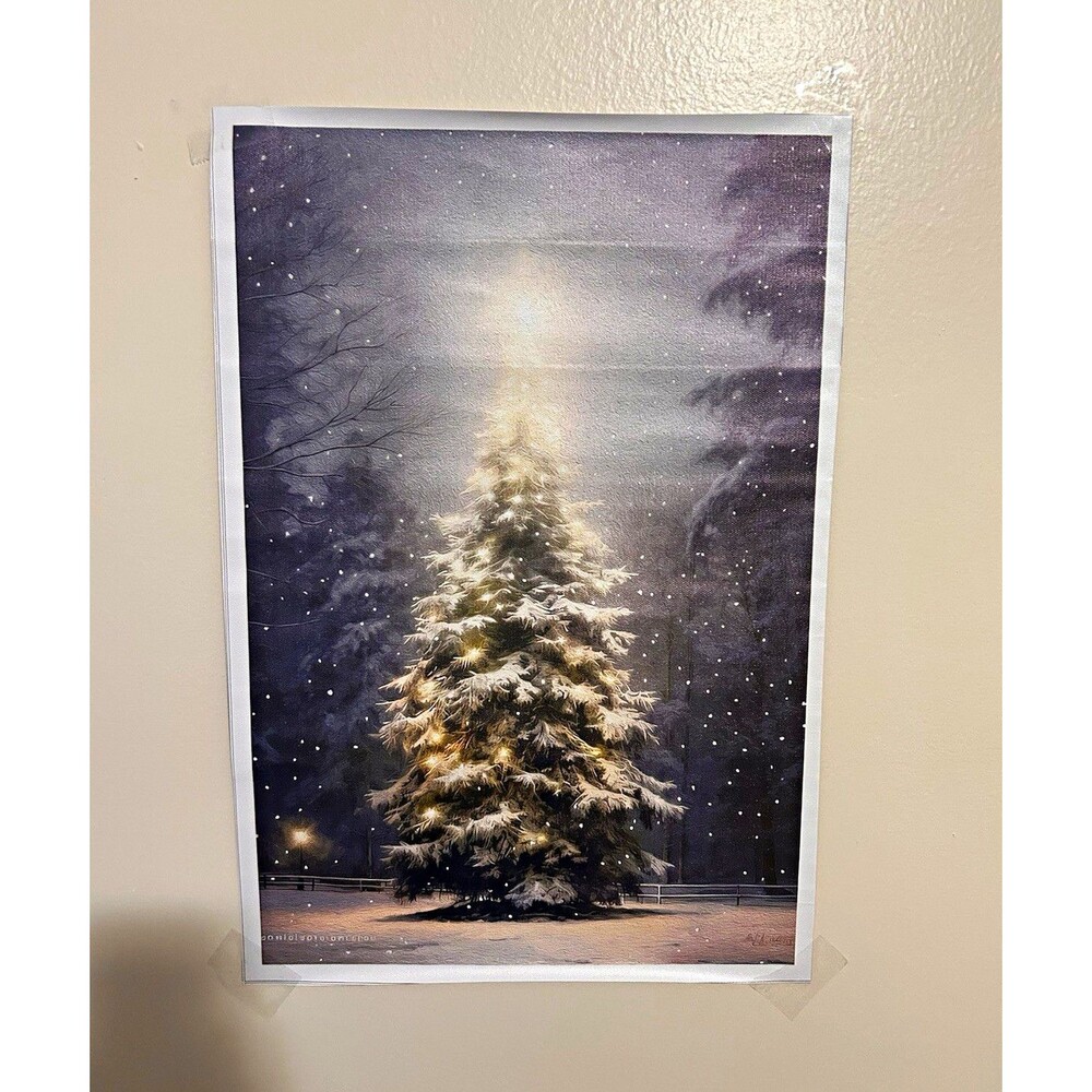 Cloth, Winter Snowy Christmas Tree Landscape Print Poster, Vertical Cloth